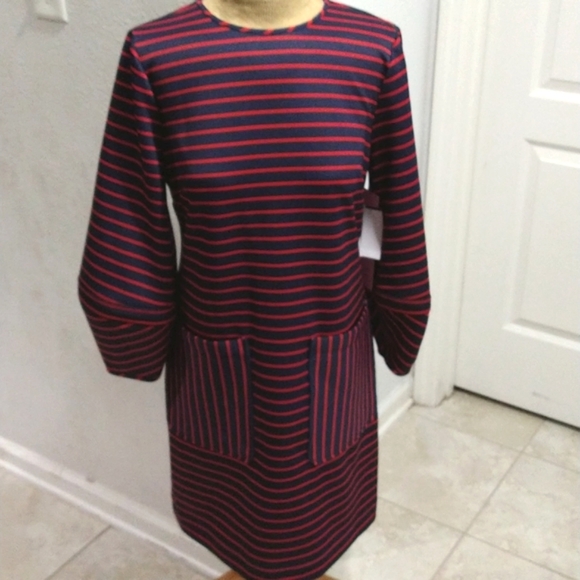 LDT Faith Scuba Lantern Striped Mini Dress - Picture 3 of 8